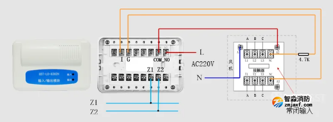 海湾GST-LD-8362H输入输出模块（控制模块）接线安装图