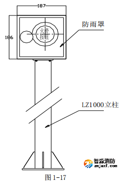 海湾LZ10001 型防雨罩与 LZ1000 型立柱配套安装示意图