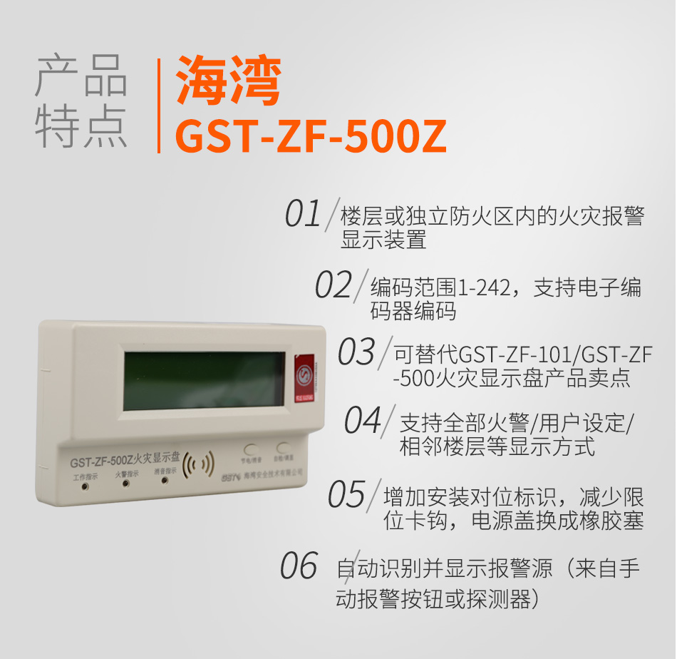 GST-ZF-500Z总线型火灾显示盘特点